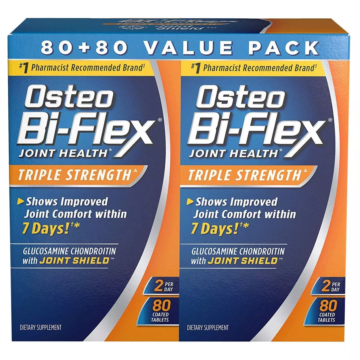 US Nutrition Osteo Bi-Flex Triple Strength Dietary Supplement, Coated Tablet, Twinpack, 160 Count
