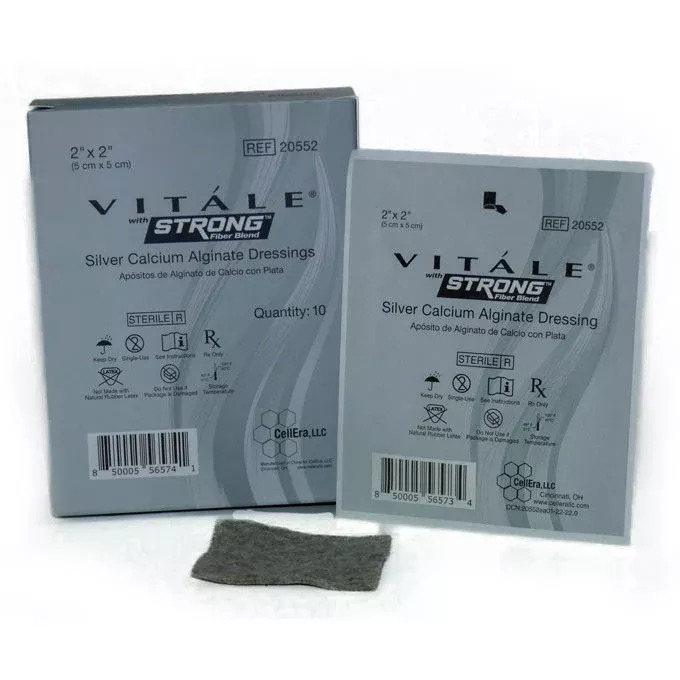 Vitale STRONG Silver Calcium Alginate Dressings, 2" x 2"