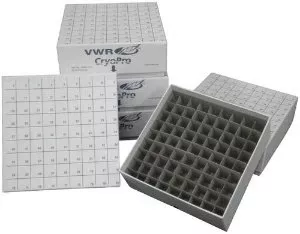 VWR International Cryo Storage Box VWR CryoPro Fiberboard Box With Lid, 81 Place, Numbered Grid, 2 X 5 X 5 Inch For Mechanical Freezer Storage - M-784593-273 - Each