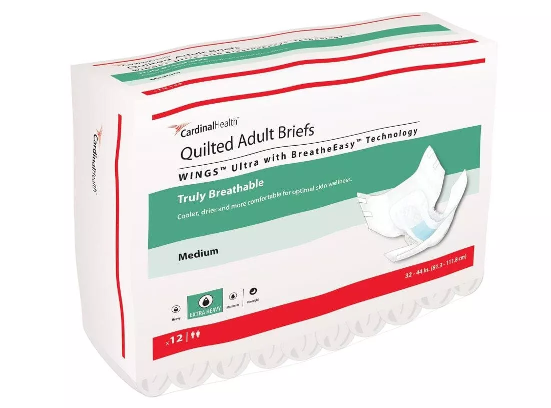 WINGS Ultra Quilted Briefs with BreatheEasy Technology — Extra Heavy Absorbency
