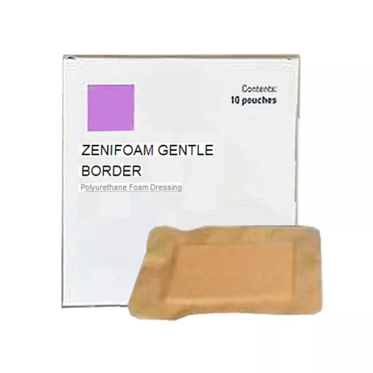 ZeniFoam Gentle Border Heel Foam Dressing with Silicone Adhesive Border, 5" x 8"