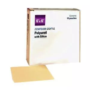 ZeniFoam Gentle Polyurethane Foam Dressing with Silicone Adhesive, 6" x 6"