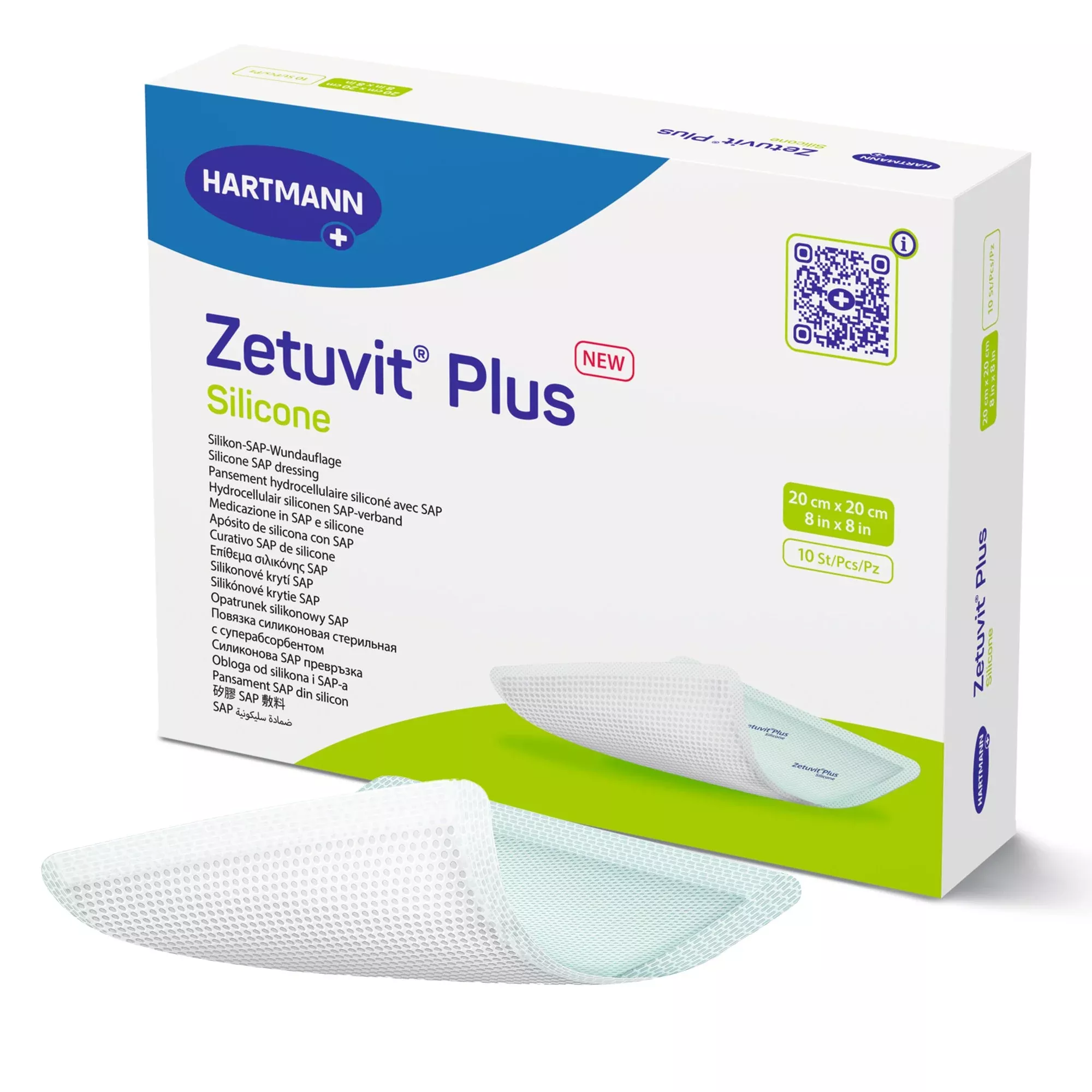 Zetuvit Plus Silicone Super Absorbent Dressing, 8 x 8 Inch
