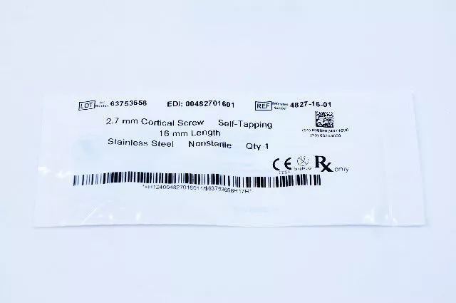 Zimmer 4827-16-01 2.7mm Cortical Screw, Self-Tapping, 16mm Length